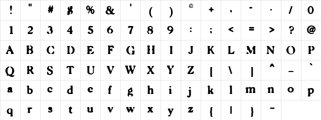 Caslonostrate Regular  glyph index