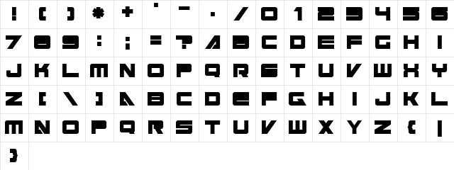 Cyberspace Regular  glyph index