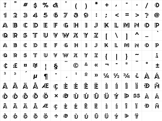 Juanita Xilo ITC Std Regular  glyph index