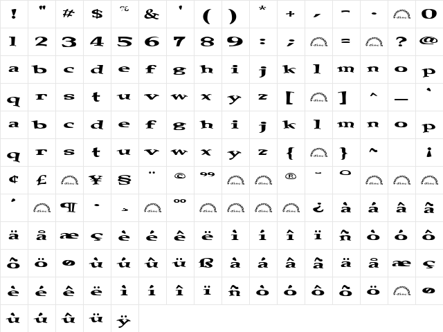 messaround Regular  glyph index
