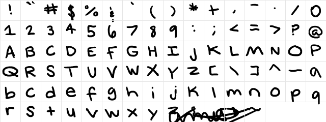 uglyyy Regular  glyph index