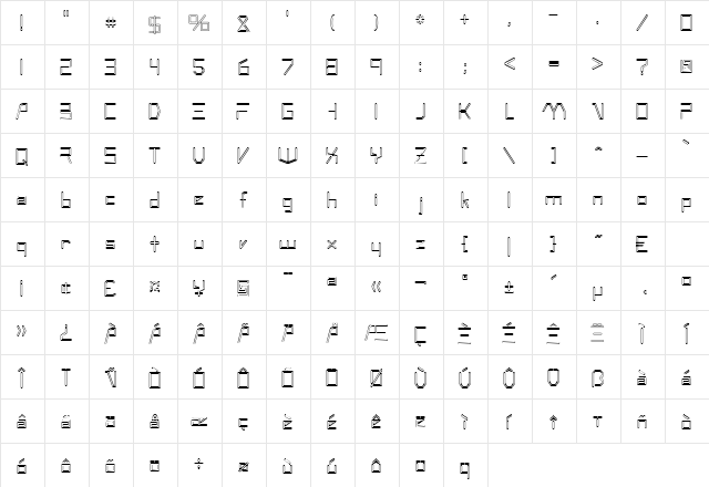 AeroflotOpen Regular  glyph index