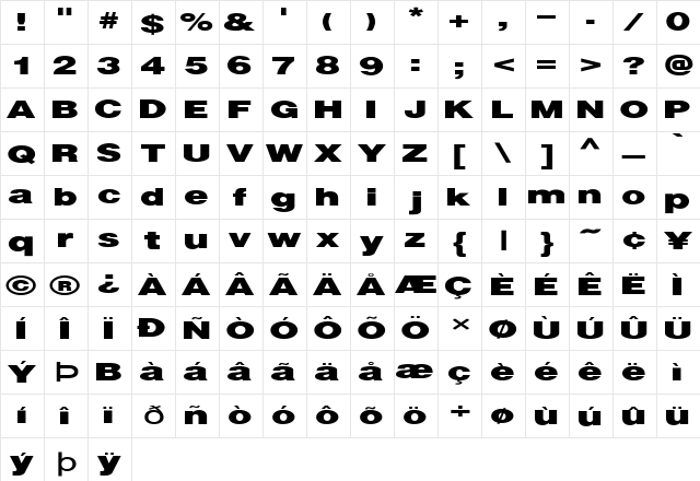FZ BASIC 13 EX Normal  glyph index