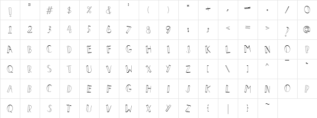 LD Eyelets Regular  glyph index