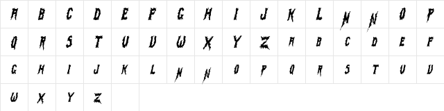 SwampTerrorCondensed Italic  glyph index
