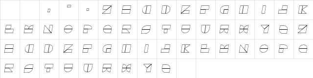 Drebiek Expanded Outline Italic  glyph index