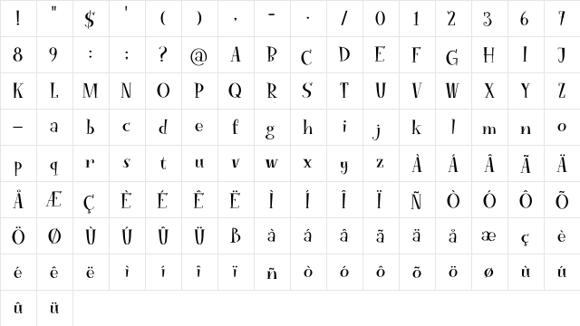 Funky Flamingo DEMO Regular  glyph index