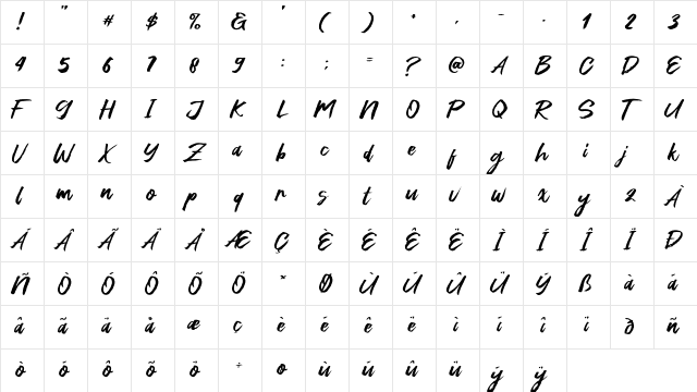 Green Fonte Regular  glyph index