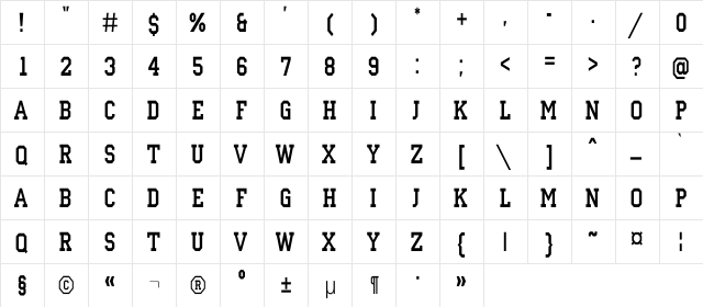 a_CampusNr Regular  glyph index