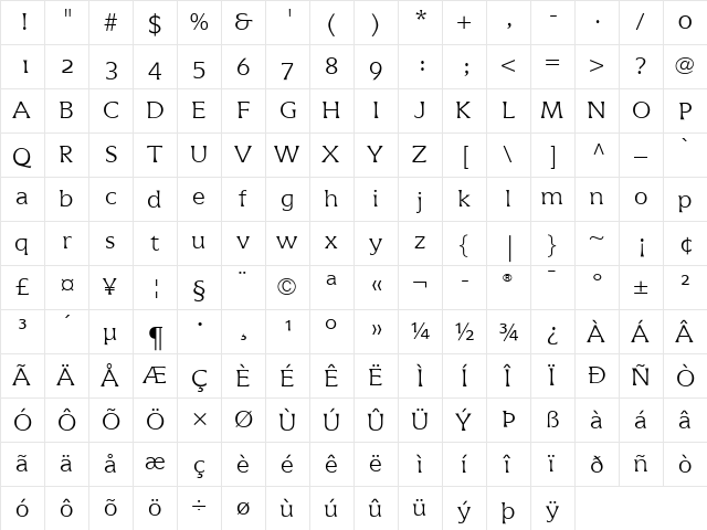 Icone LT LightOsF Regular  glyph index