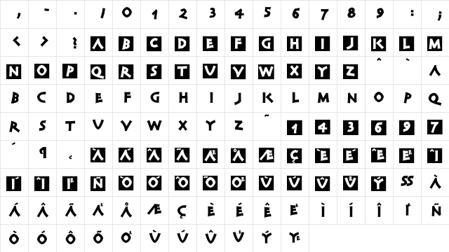 AIClassiCapsBlack Regular  glyph index
