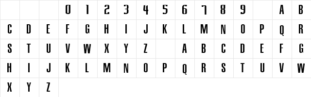 NBA Mavericks Regular  glyph index