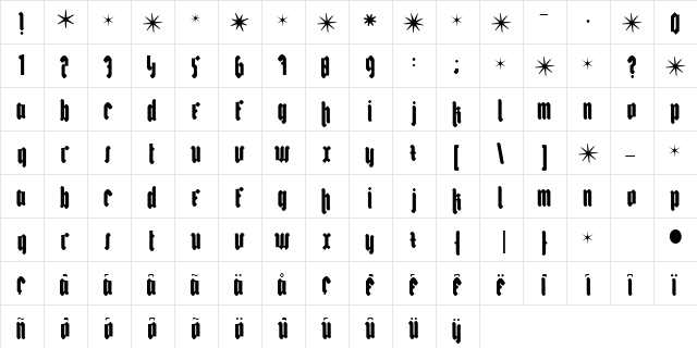 Bakus Regular  glyph index
