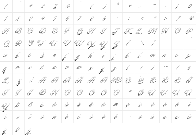 Lapendos Stripes Bold  glyph index