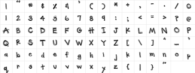 PC Outline Regular  glyph index