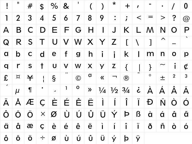 Geometric 212 Book  glyph index