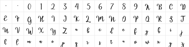 kinsley Regular  glyph index