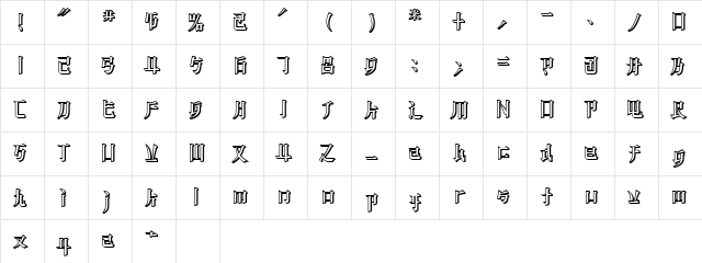KZ BLADERUNNER 2  glyph index