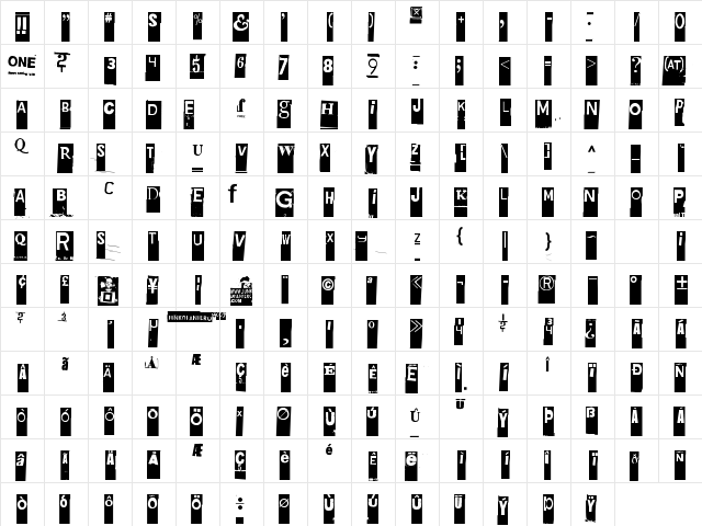 Gubben I L Regular  glyph index