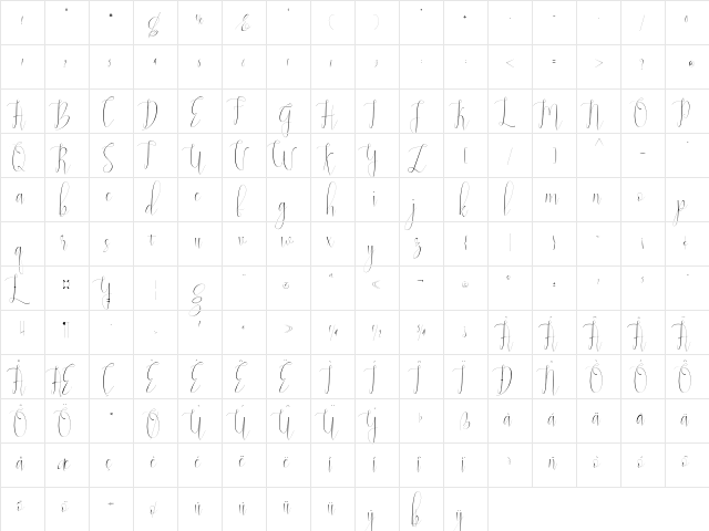 natasya Regular  glyph index