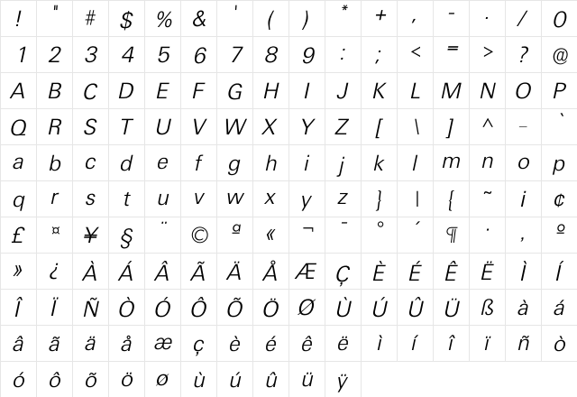 Iultimate Light  glyph index