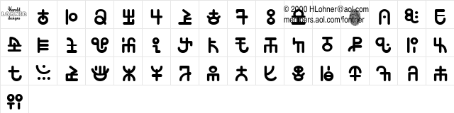 12 to the Moon Regular  glyph index