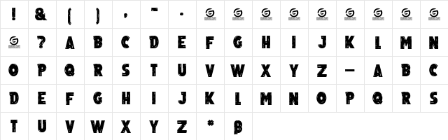 Dusty Ranch Regular  glyph index