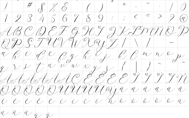 Latia Regular  glyph index