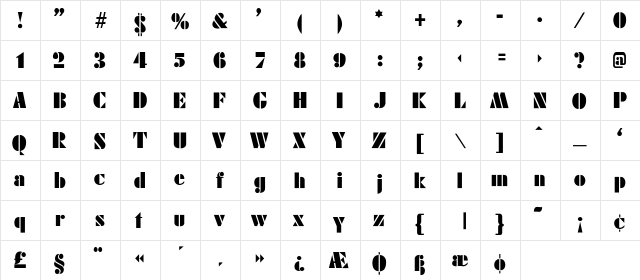 Fairmont_Poster-Light Regular  glyph index