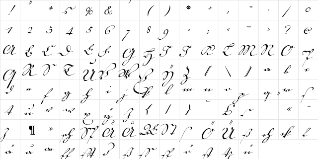 18th Century Kurrent Alternates Regular  glyph index