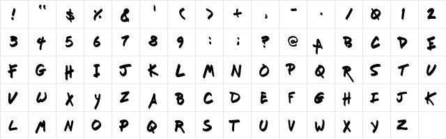 Fresh Marker Regular  glyph index
