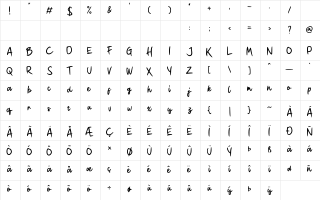 Waltskul Demo Regular  glyph index