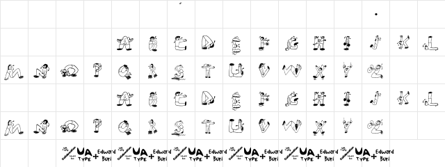 EDB Sweatin' It Regular  glyph index