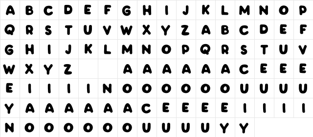 PHATKIDfree Regular  glyph index