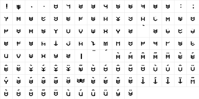 Urbe Regular  glyph index
