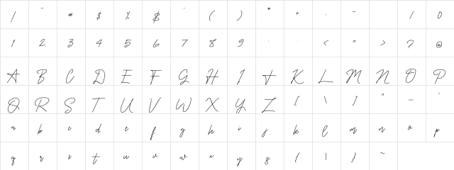OnesilverSignature Regular  glyph index