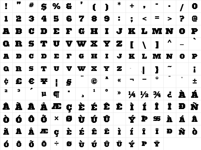 Ouachita Way Wbw Regula  glyph index