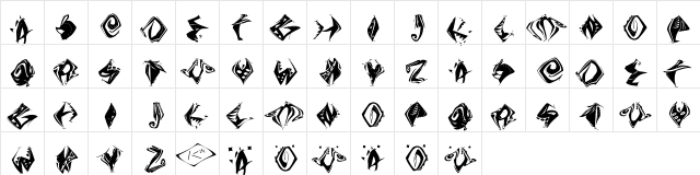 CrazyNessWide Regular  glyph index