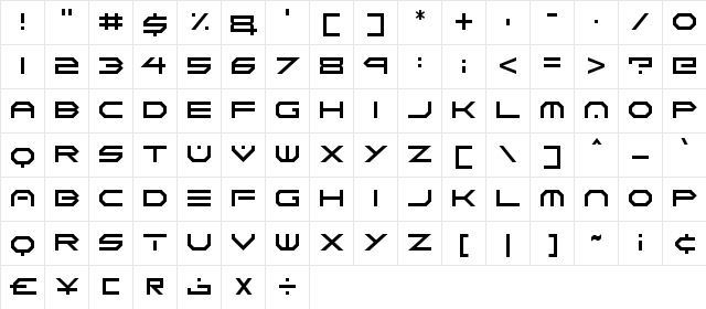 Neon Vortex Regular  glyph index