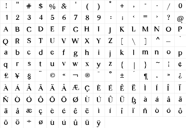 Leash Fat  glyph index