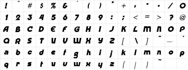 Horn Oblique  glyph index