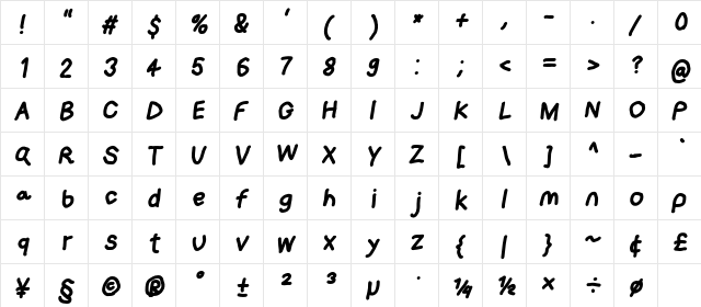 Loogie Hawk Obl  glyph index