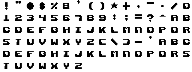 Razor 1911 Retro Regular  glyph index