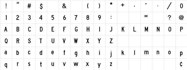 Roadgeek 2000 Series C Regular  glyph index