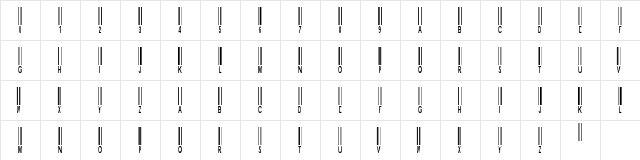 New Barcode Font tfb Regular  glyph index