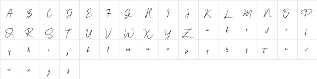NalikaSignature Regular  glyph index
