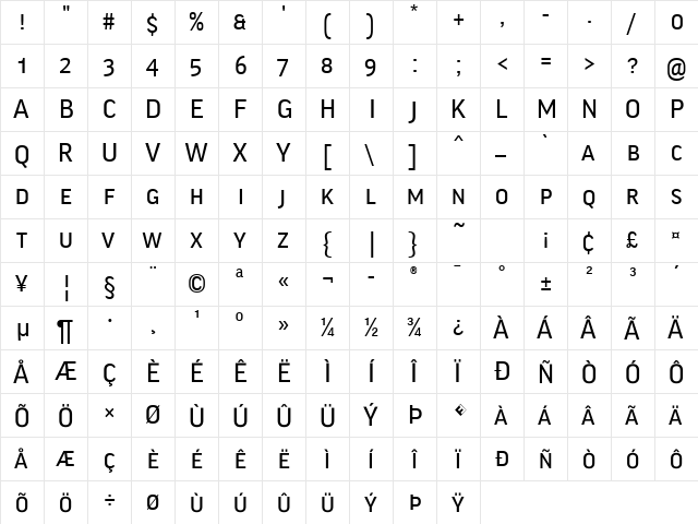 Good-BookSC Regular  glyph index