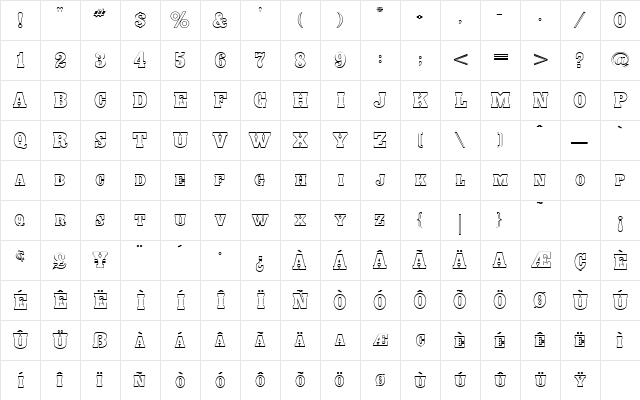 Bounder Regular  glyph index