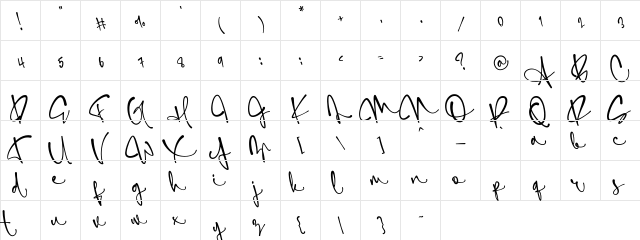 SimfonySign-Demo Regular  glyph index