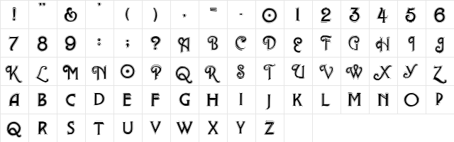 Astley Normal  glyph index